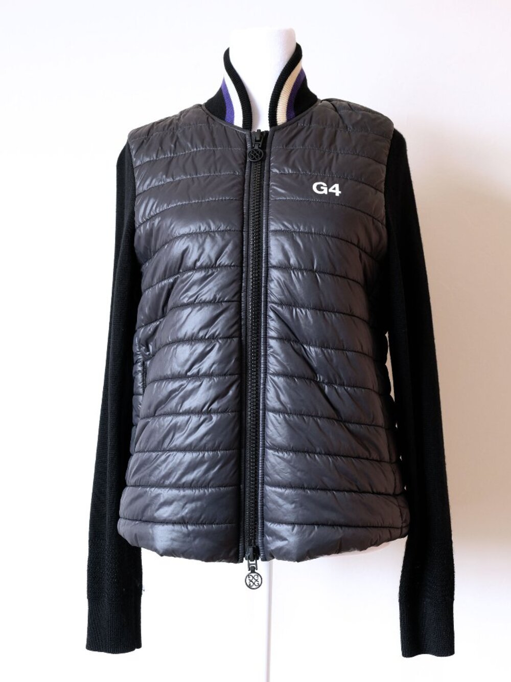 G/Fore Quilted Puffer Jacket with Wool Sleeves, Black, Small, GUC